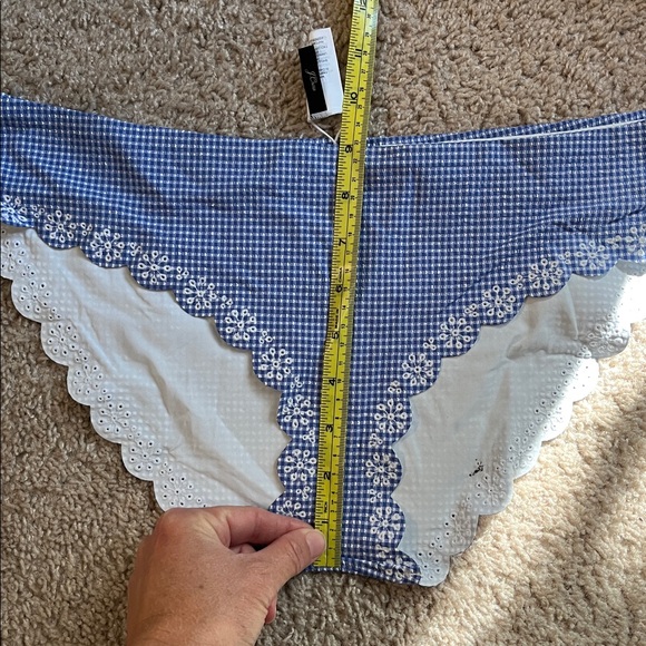 J.Crew Scalloped Bikini Bottom Blue Gingham Medium NWT - Picture 9 of 12